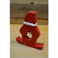 thumb-Vintage houten schommel kerstman met belletje-3