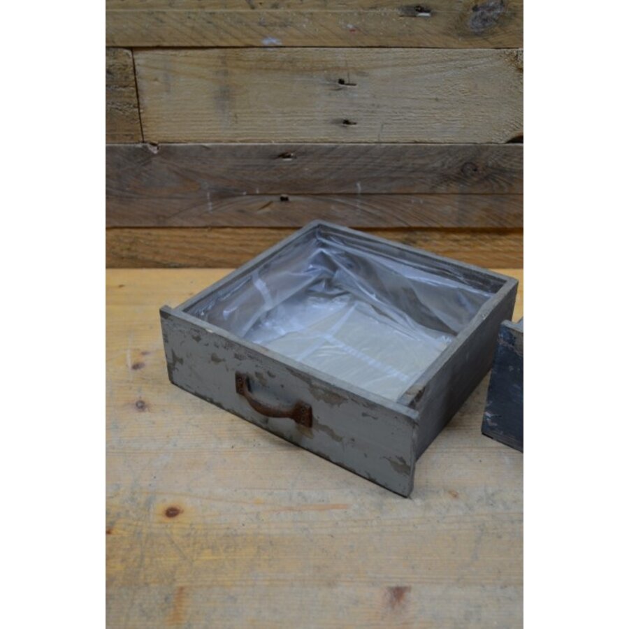 Set van 2 antiek look plantenbakjes van oude lades-2