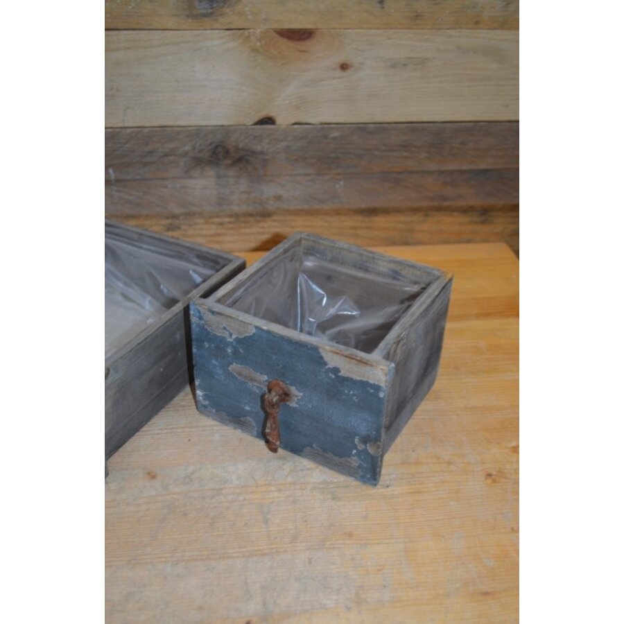 Set van 2 antiek look plantenbakjes van oude lades-3