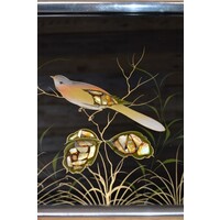 thumb-Vintage dienblad met  op glas geschilderde vogels-2