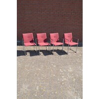 thumb-Arco design armstoelen met rode stoffering – set van 4-1