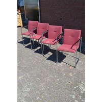 thumb-Arco design armstoelen met rode stoffering – set van 4-2