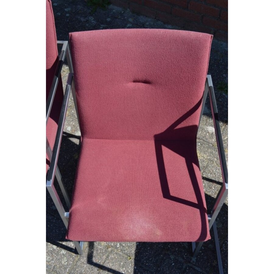 Arco design armstoelen met rode stoffering – set van 4-5