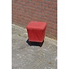 LoodsVol, Tweedehands Vintage hocker zitkrukje jaren 50 met rode bekleding en sierlijke poten