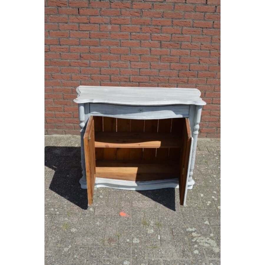 Antiek penant kastje wit grijs geschilderd-5