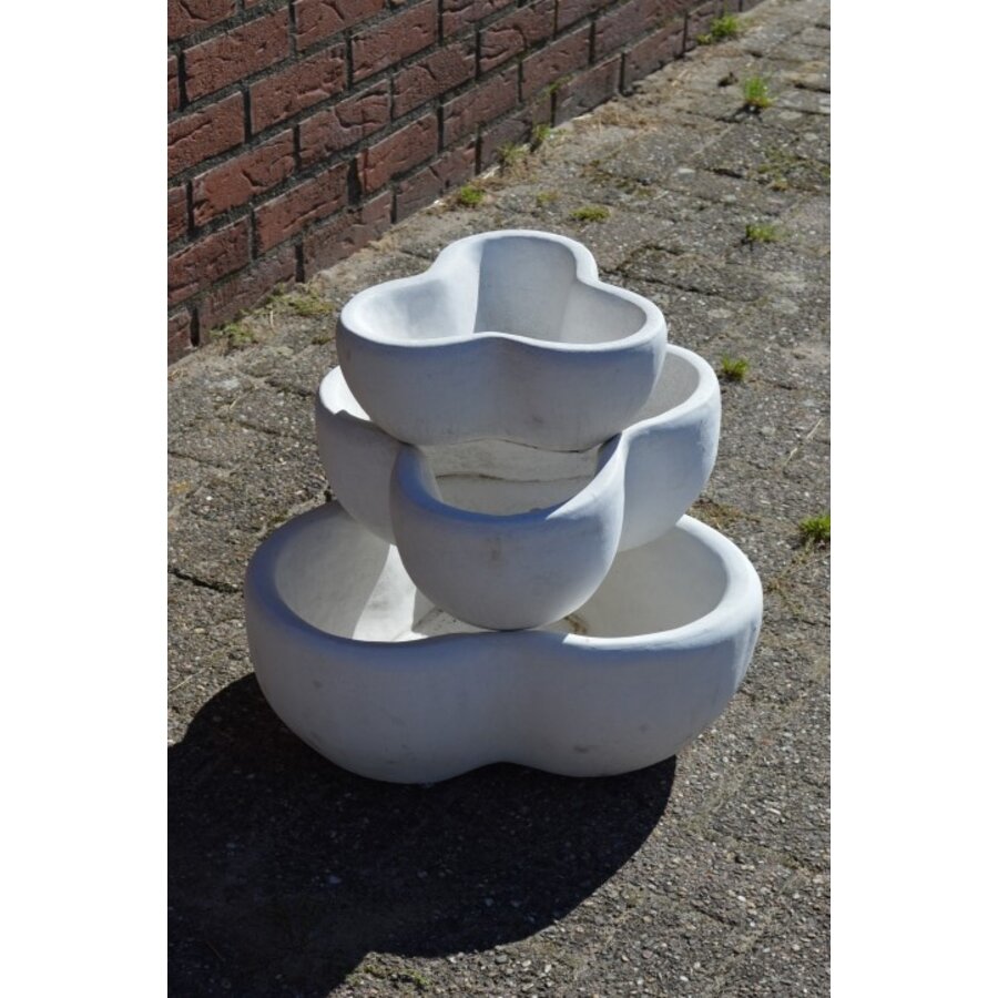 Betonnen planten etagère met drie losse stapelbare schalen-2