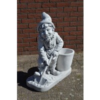 thumb-Betonnen kabouter met schep en bloembak van duurzaam gietsteen-1