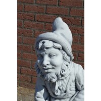 thumb-Betonnen kabouter met schep en bloembak van duurzaam gietsteen-3