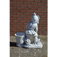 thumb-Betonnen kabouter met schep en bloembak van duurzaam gietsteen-4