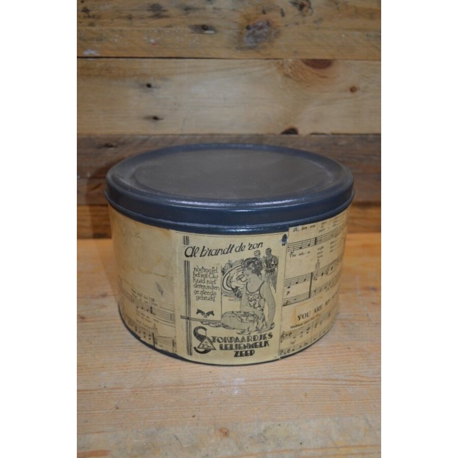 Metalen opberg trommel beplakt met papier-1