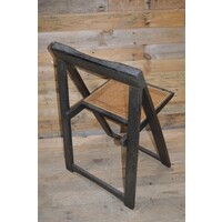thumb-Ouderwetse houten klapstoel met webbing zitting-6