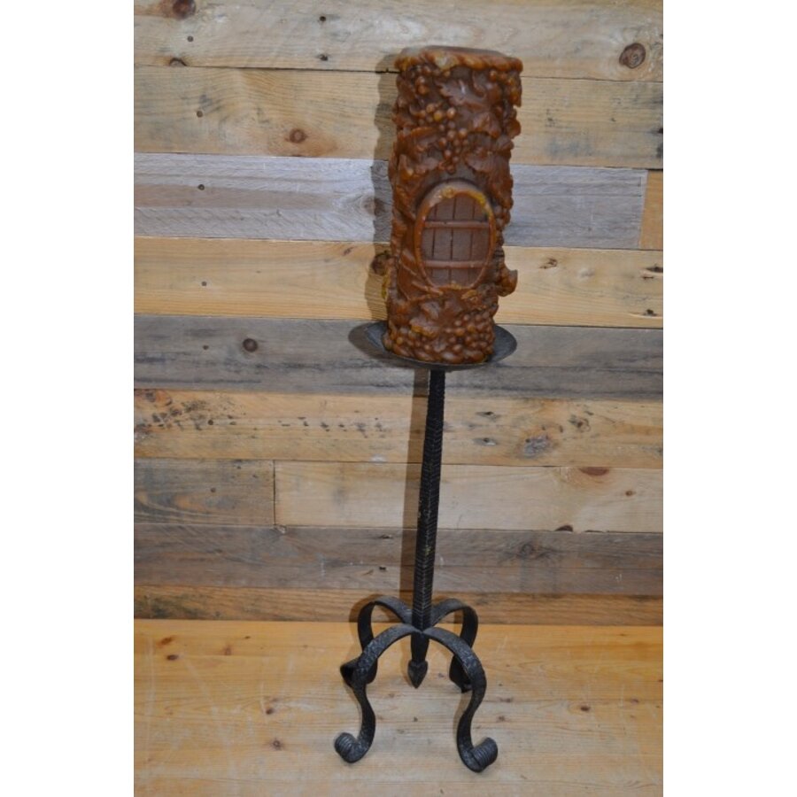 Kandelaar smeedijzer met grote kaars-1