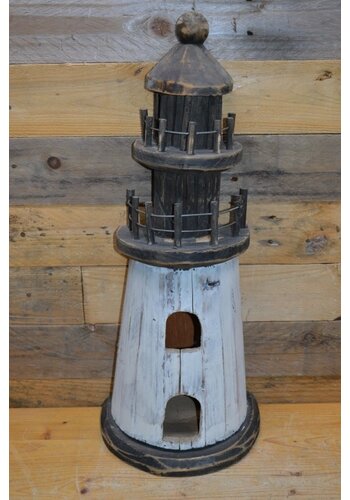 Decoratie halve vuurtoren van hout 