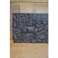 thumb-Hert in bos gietijzeren plaat brons kleurig-2
