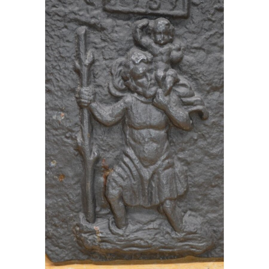 Heilige Christoffel met kindje Jezus op de schouder haardplaat-2