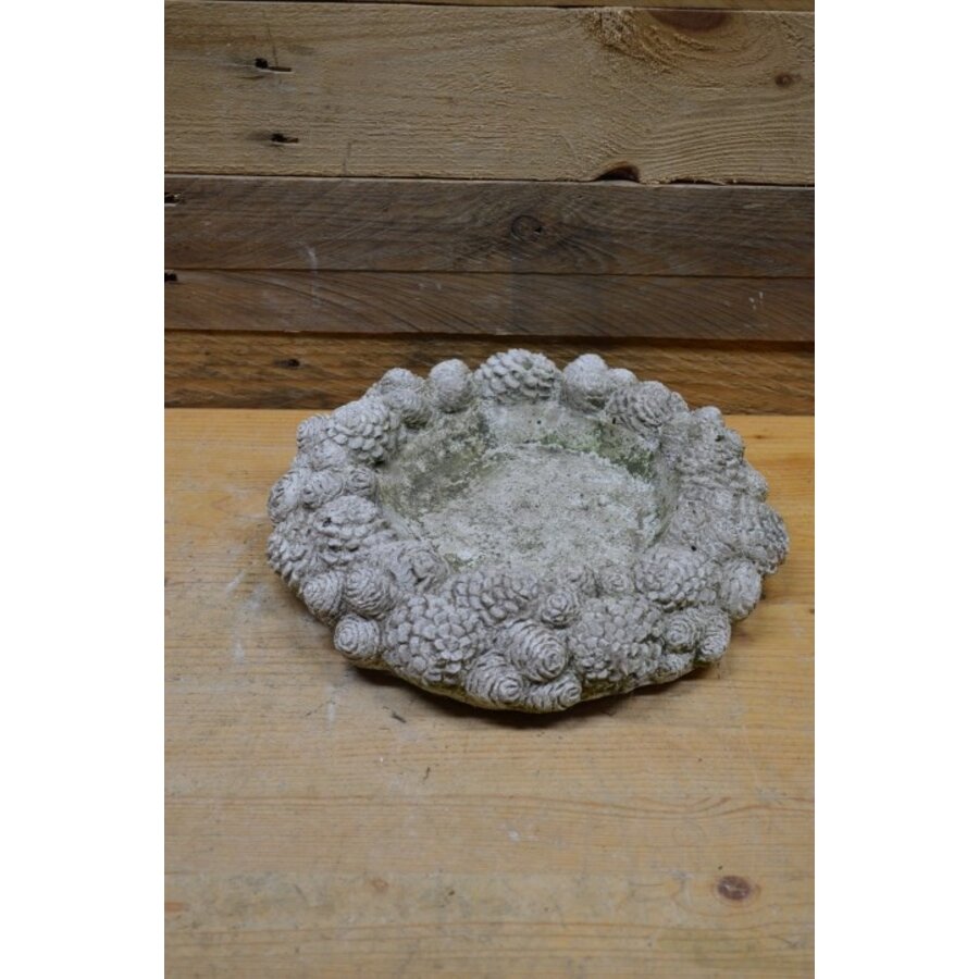 Betonnen schaal met dennenappel rand-1