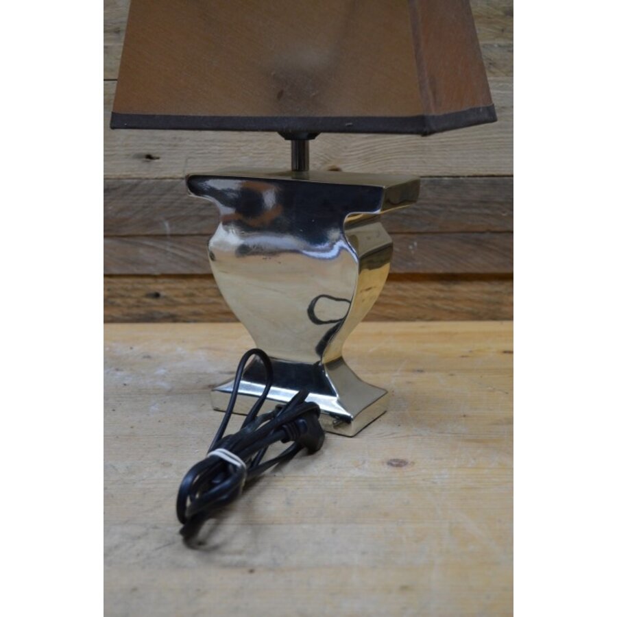 Schemerlamp met lampenkap en metalen poot-3