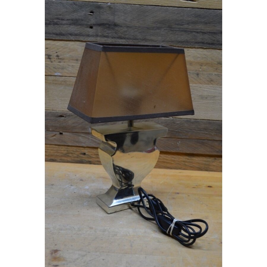 Schemerlamp met lampenkap en metalen poot-5