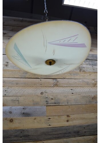 Vintage space-age hanglamp glazen kap 