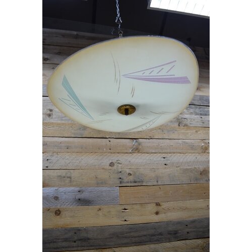 Vintage space-age hanglamp glazen kap 