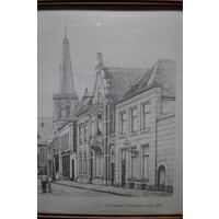 thumb-Ingelijste litho Grutstraat Doetinchem 1910 eiken lijst-3