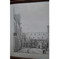thumb-Ingelijste litho Grutstraat Doetinchem 1910 eiken lijst-4