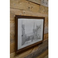 thumb-Ingelijste litho Grutstraat Doetinchem 1910 eiken lijst-5