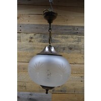 thumb-Vintage hanglamp mid century met geslepen glazen bol – sfeerlamp-1