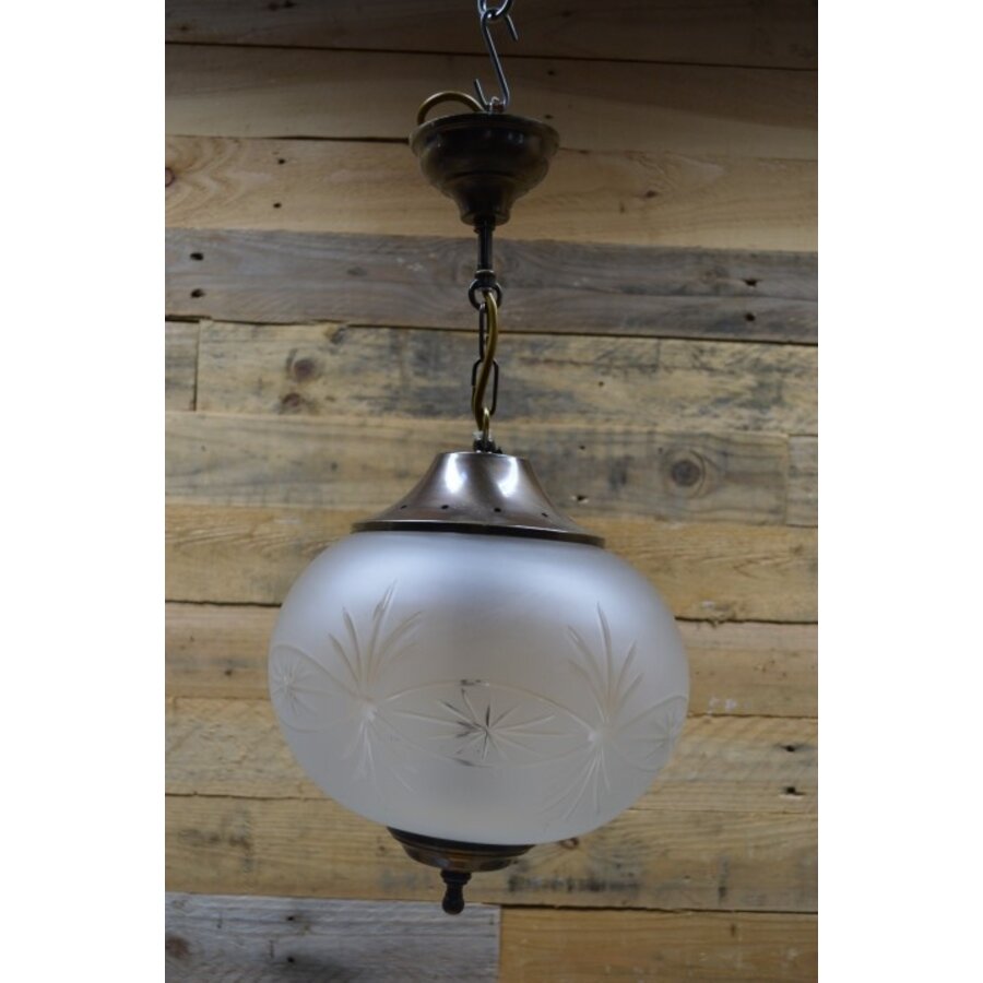Vintage hanglamp mid century met geslepen glazen bol – sfeerlamp-1