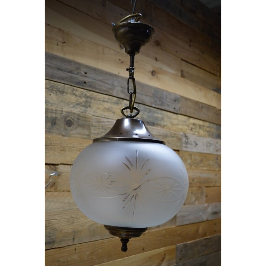 Vintage hanglamp mid century met geslepen glazen bol – sfeerlamp-2