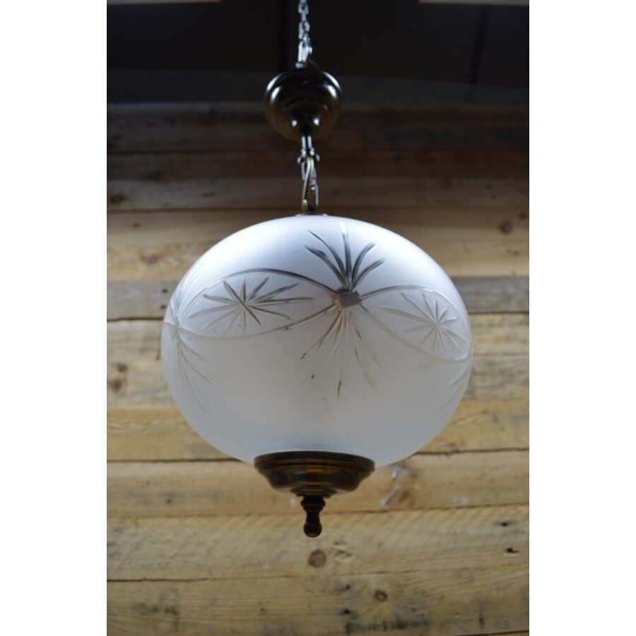 Vintage hanglamp mid century met geslepen glazen bol – sfeerlamp-6