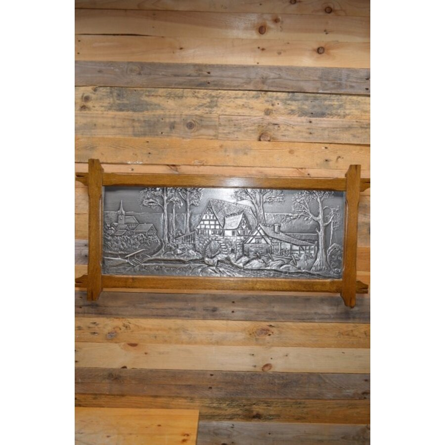 Eiken lijst met een bewerkte aluminium plaat landschap-2