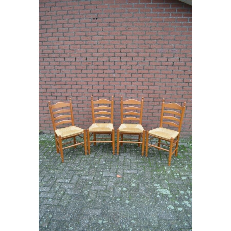 Eiken Kerkknopstoelen met biezen mat-1