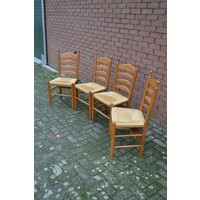 thumb-Eiken Kerkknopstoelen met biezen mat-2