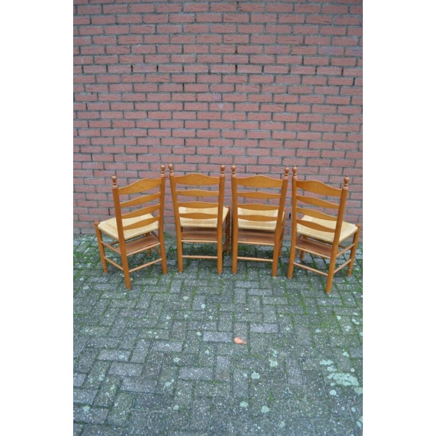 Eiken Kerkknopstoelen met biezen mat-3