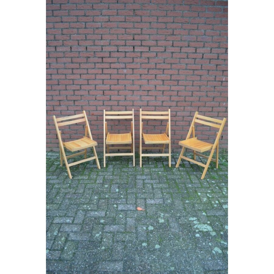 Klapstoelen Mid Century beukenhout, set van 4-4