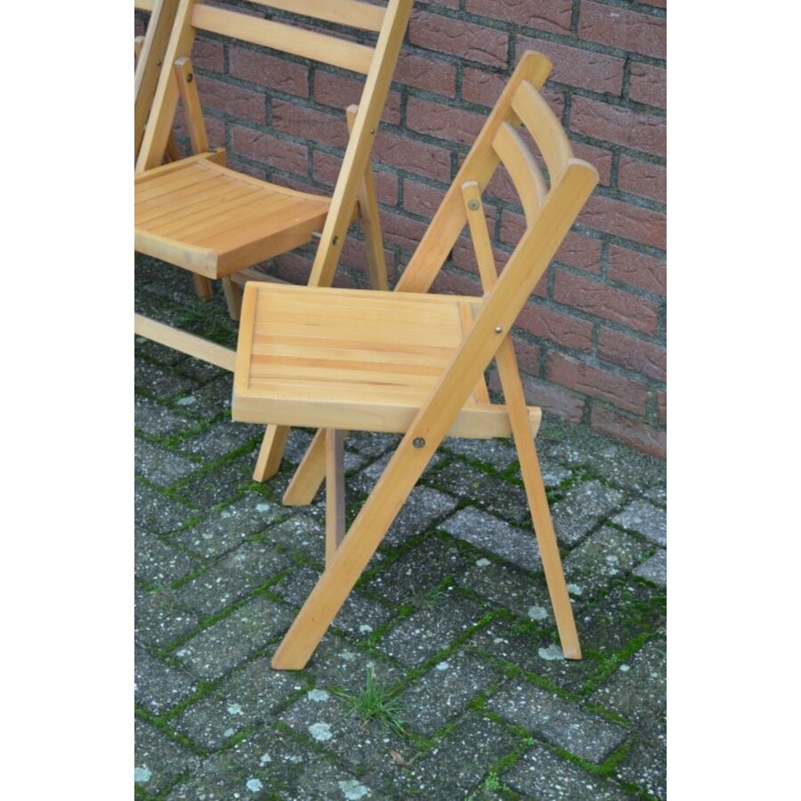 Klapstoelen Mid Century beukenhout, set van 4-5