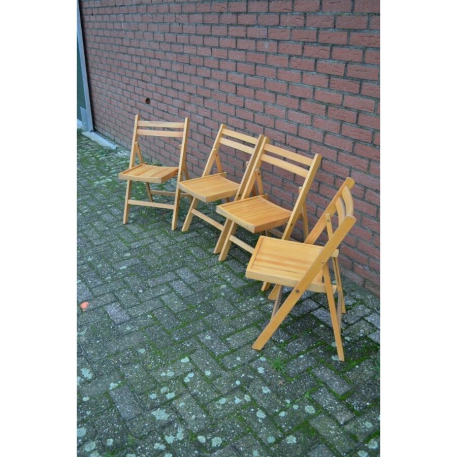 Klapstoelen Mid Century beukenhout, set van 4-6
