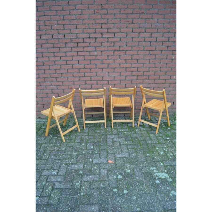 Klapstoelen Mid Century beukenhout, set van 4-8