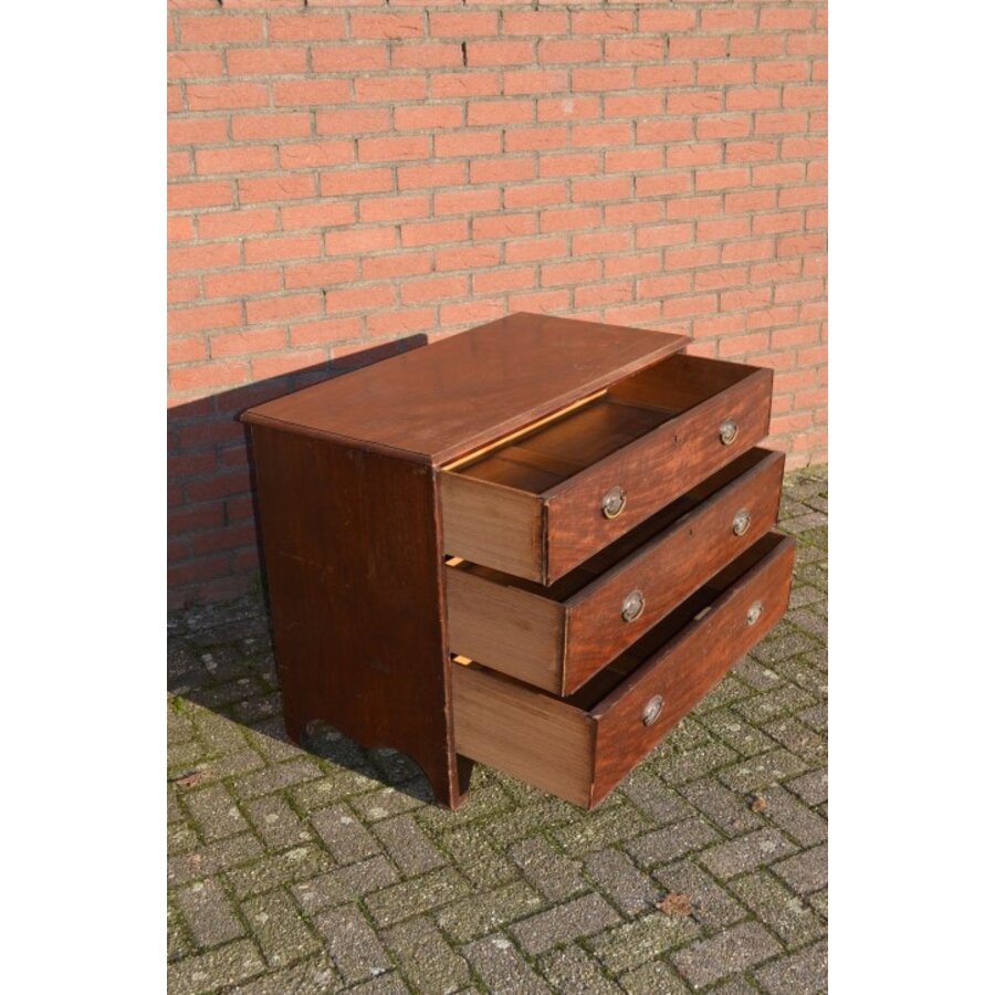 Ladecommode antiek eiken met mahonie-5