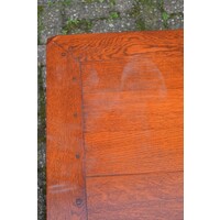 2 in 1 salontafel vierkant/rond massief eiken