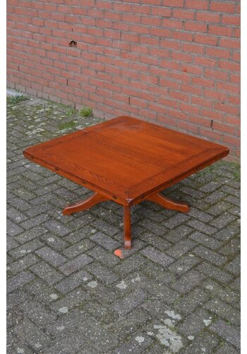 2 in 1 salontafel vierkant/rond massief eiken 