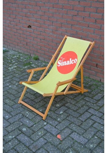 Vintage houten strandstoel inklapbaar 