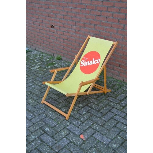 Vintage houten strandstoel inklapbaar 