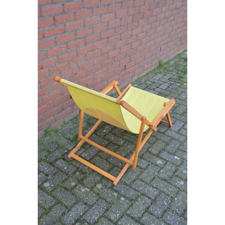 Vintage houten strandstoel inklapbaar-6