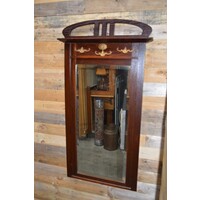 thumb-Antieke eiken lijst met facet geslepen spiegel-5