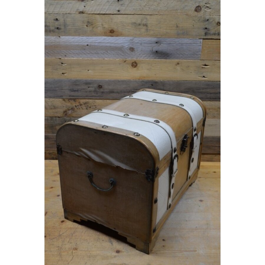 Decoratie koffer hout met leer-2