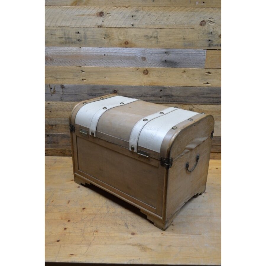 Decoratie koffer hout met leer-5