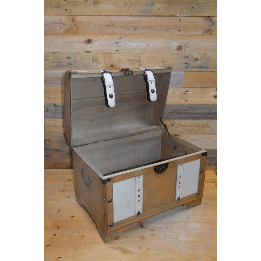 Decoratie koffer hout met leer-7