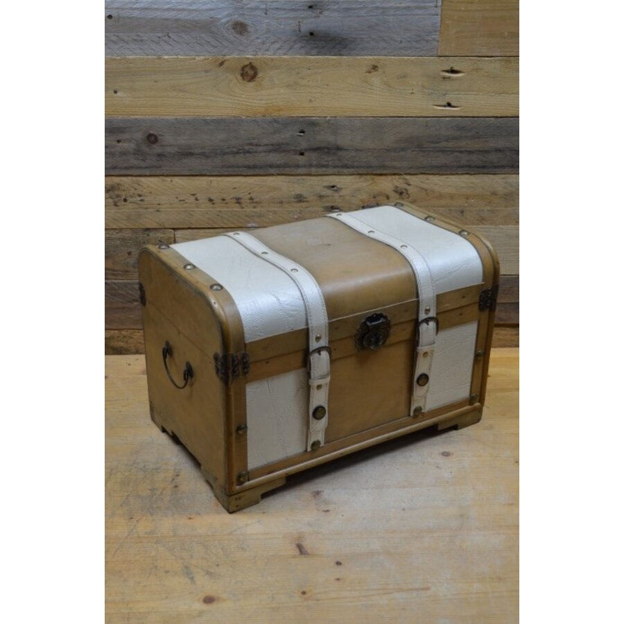 Koffer voor decoratie hout met leer-1